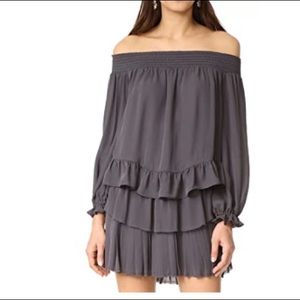 LOVESHACKFANCY off the shoulder blouse.